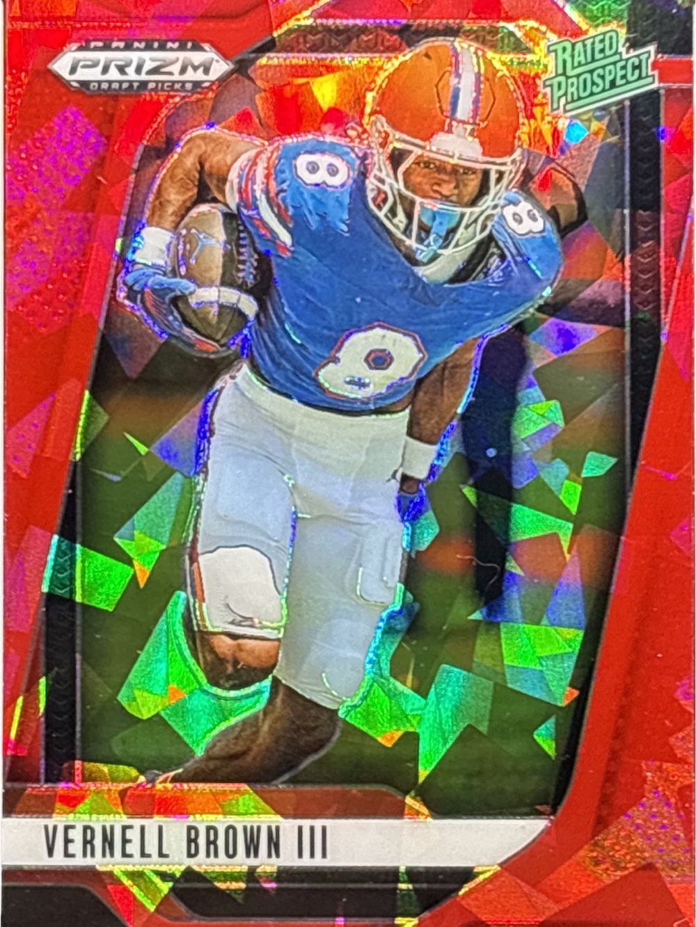 Panini Prizm Vernell Brown III Red Prizm Rookie Holographic Card